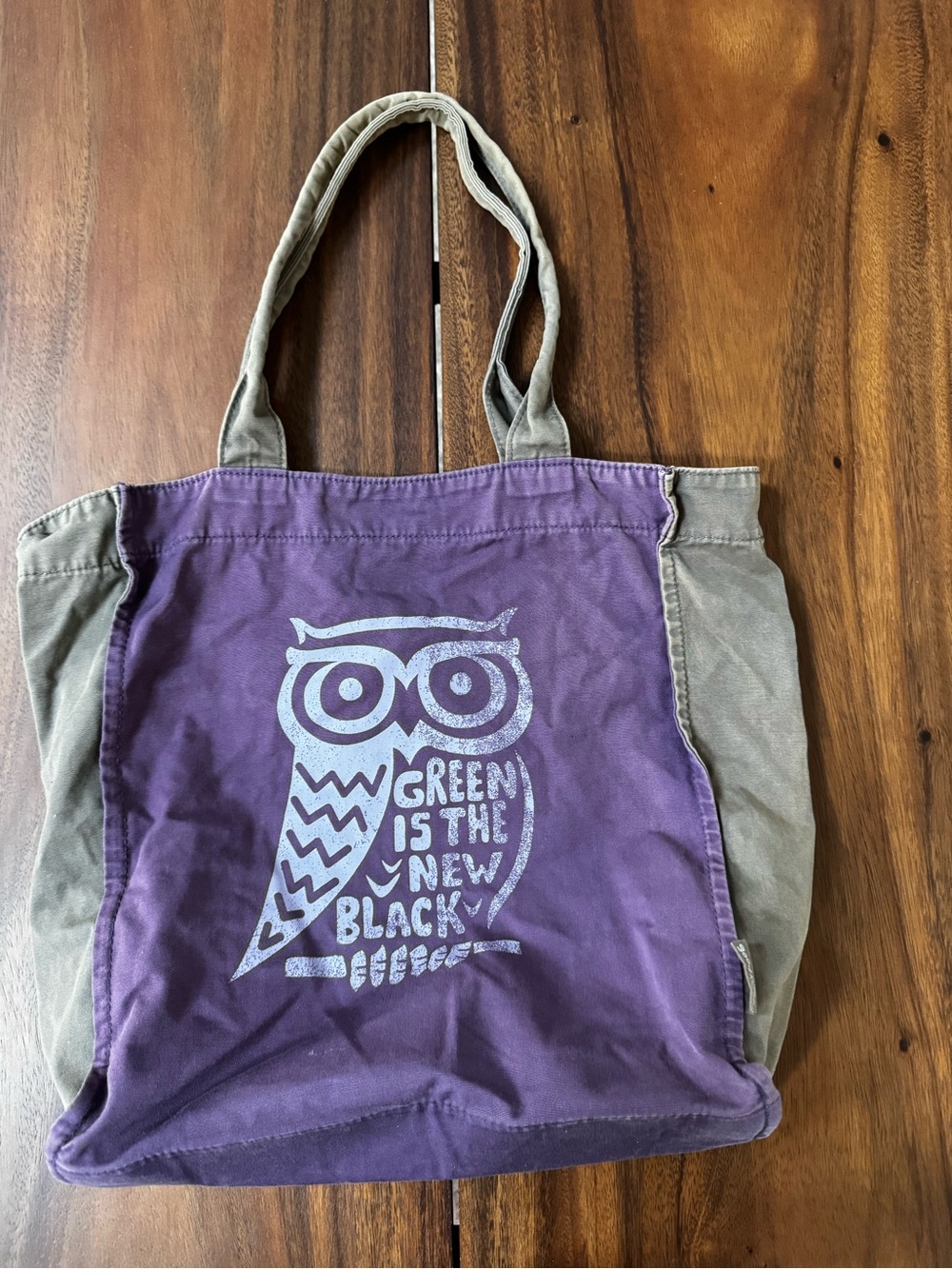Life Is Good Purple Canvas Tote with Owl Graphic
